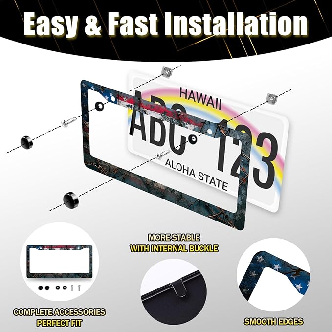American Flag License Plate Frame Patriotic USA License Plate Holder Stainless - Image 7