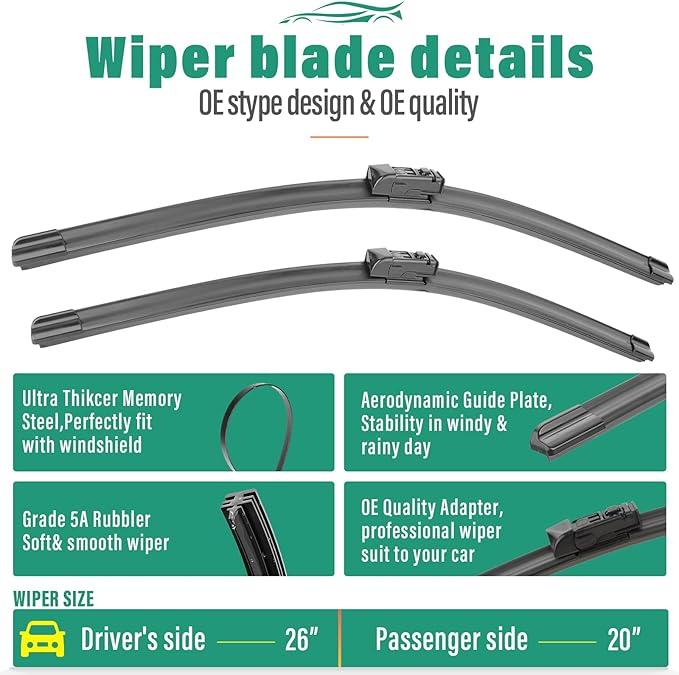 26" 20" 14" Windshield Wiper Blades Replacement - Image 3