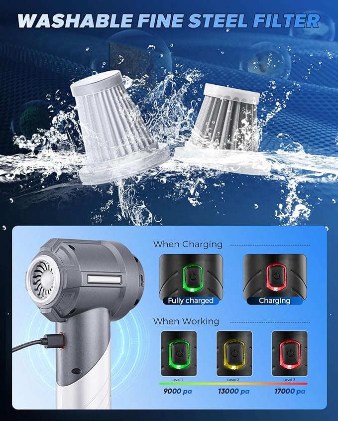 Saker Car Vacuum Portable Cordless, Foldable Mini Handheld Vacuum Cordless and - Image 8