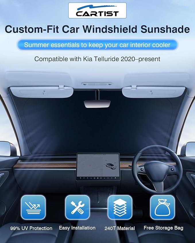 Cartist 5-layer Sun Shade Fits for Kia Telluride 2020-2023 2024 2025 2026 - Image 2