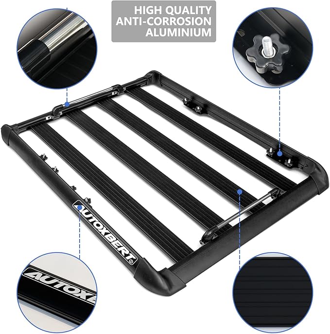 AUTOXBERT 50" x37.8" x3.54" Universal Aluminum Roof Rack Rooftop Cargo Carrier - Image 4