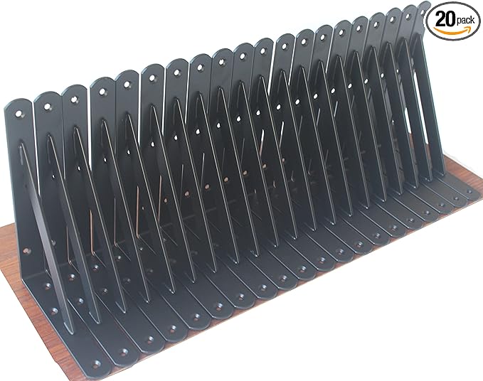 20 Pack L8 x H 6" Black Heavy Duty Shelf Brackets by MHMYDZ