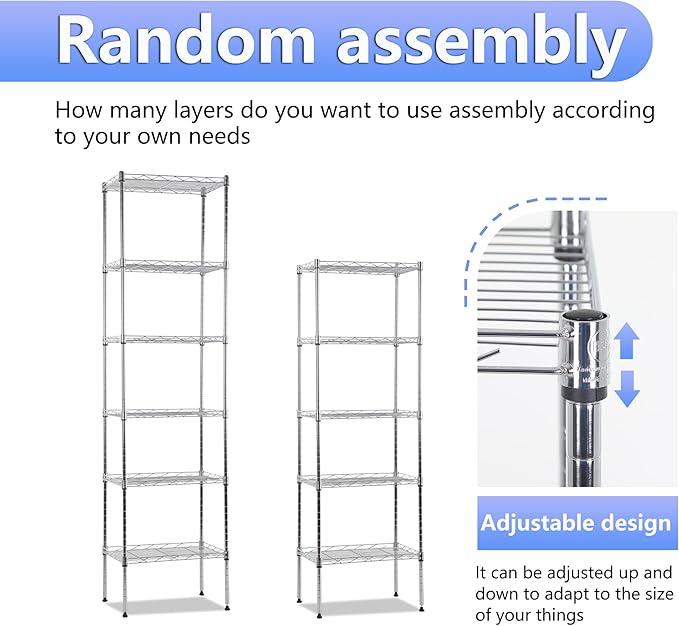 BestOffice Metal Garage Shelving 6 Tiers Garage Storage Shelves Heavy Duty 17”D - Image 6