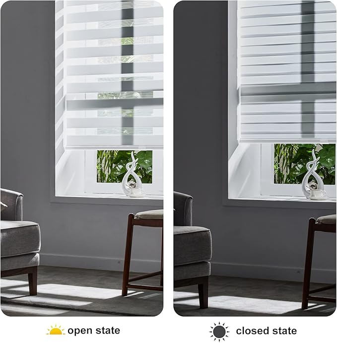 Persilux Cordless Zebra Blinds for Windows, Free-Stop Dual Layer Zebra Roller - Image 5