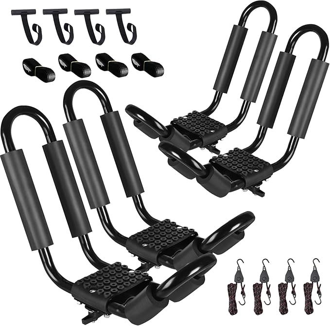 FORWODE Heavy Duty Kayak Roof Rack, 2 Pair J-Bar Kayak Rack by FORWODE