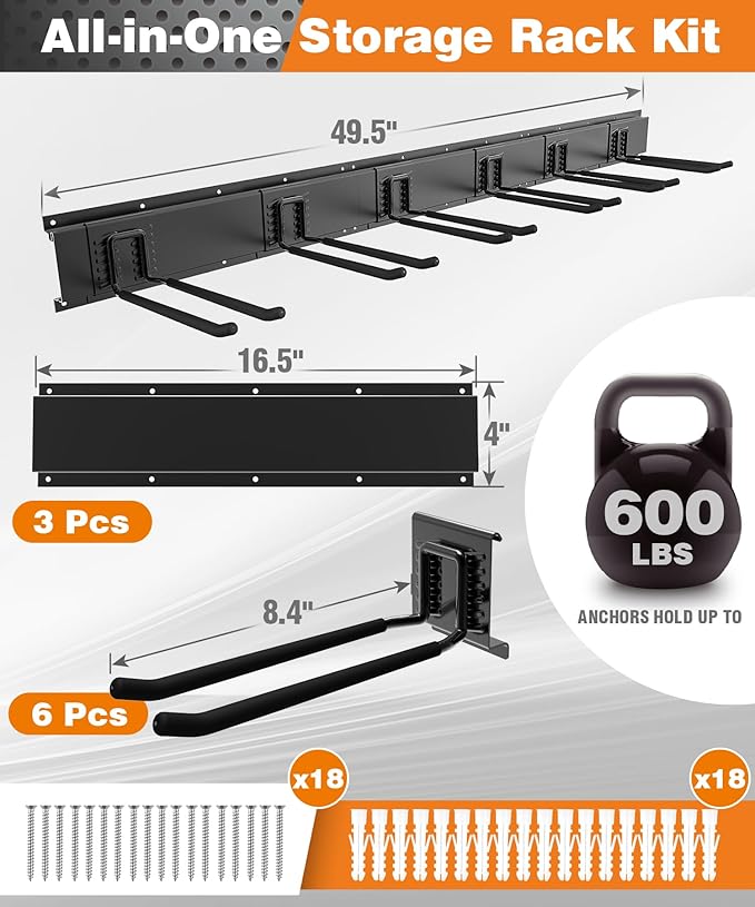 Garage Tool Organizer Wall Mount, 49.5 Inch Garage Organization and Storage - Image 2
