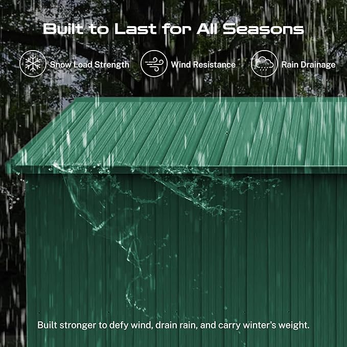 10' x 8' XL Outdoor Storage Shed, Sturdy Metal Building w/Lockable Doors - Image 8
