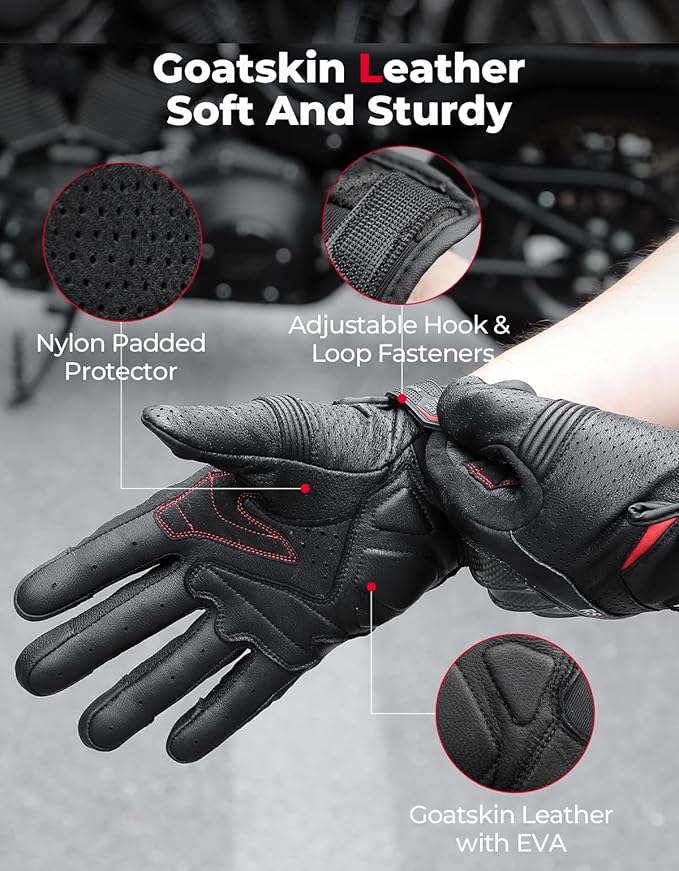 KEMIMOTO Sheepskin Leather Motorcycle Gloves - Image 5