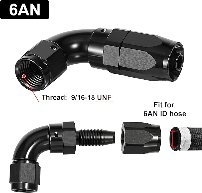 EVIL ENERGY 6AN 90 Degree One Piece Full Flow Hose End Fitting Swivel - Image 2