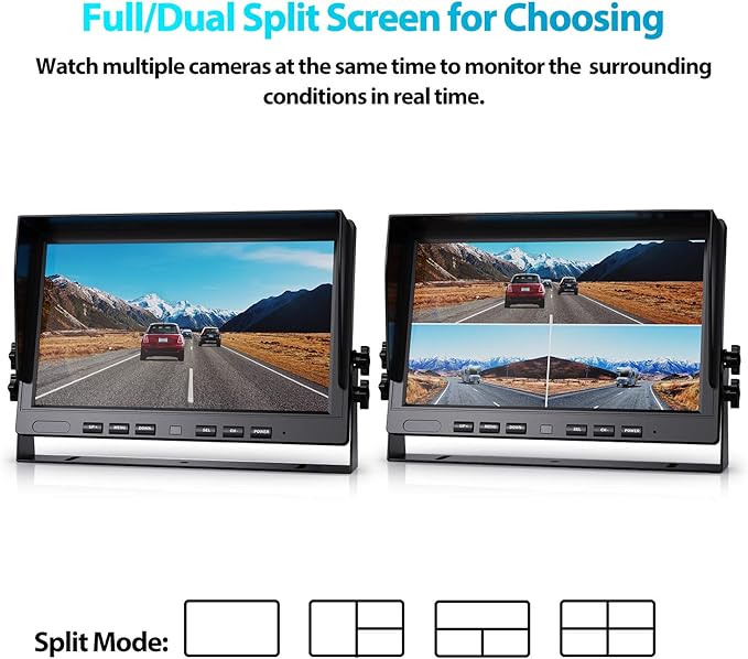 Fookoo HD 1080P 10" Wired Backup Camera System, IP69 Waterproof Side & Rear - Image 5
