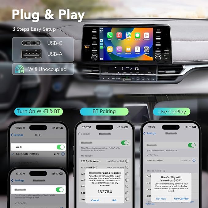 Wireless CarPlay Adapter for iPhone, 2025 Carplay Wireless Adapter for Apple & - Image 5