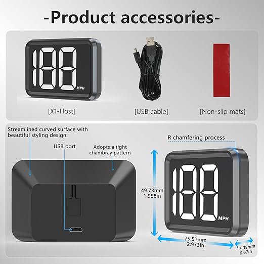GPS Digital Speed Meter with MPH, Car Head Up Display - Image 8