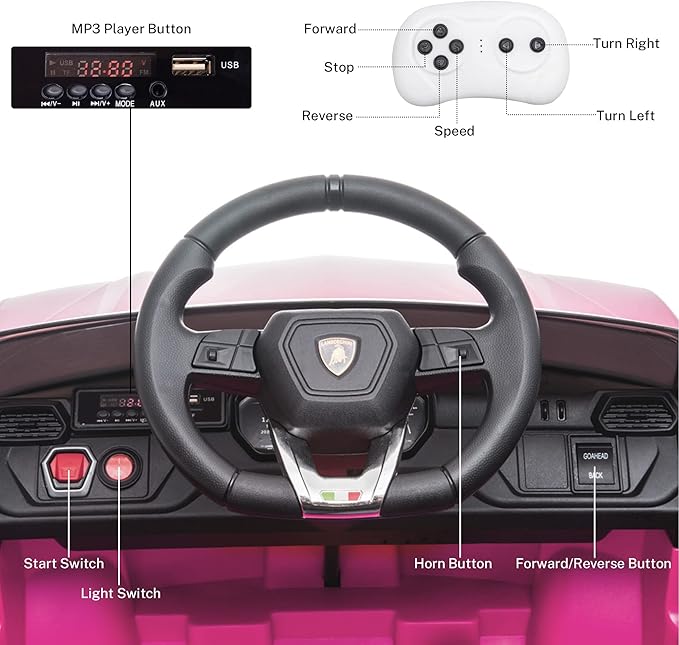 Kids Electric Ride On Car for Kid, 12V Licenced Lamborghini Kids Electric - Image 5