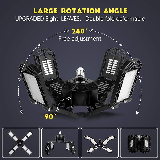 4 Pack LED Garage Light, Super Bright Screw in E26/E27 Ceiling Shop Work Lamp - Image 3