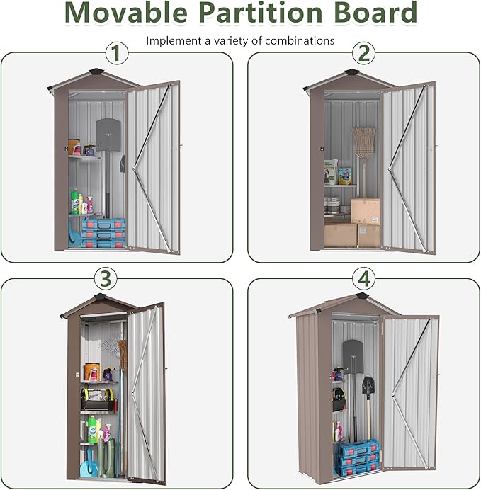 2.5x1.4 FT Outdoor Storage Shed, Small Metal Garden Shed - Image 7