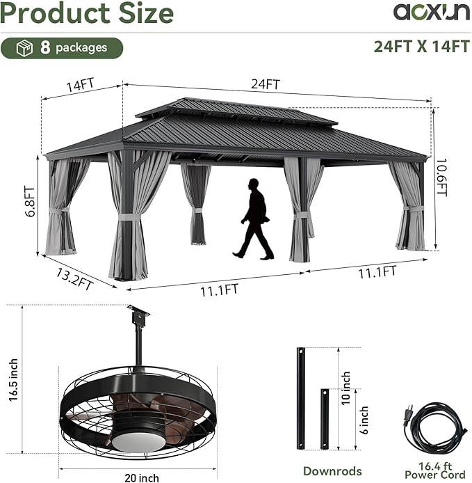 Aoxun 14' X 24' Hardtop Gazebo - Image 3
