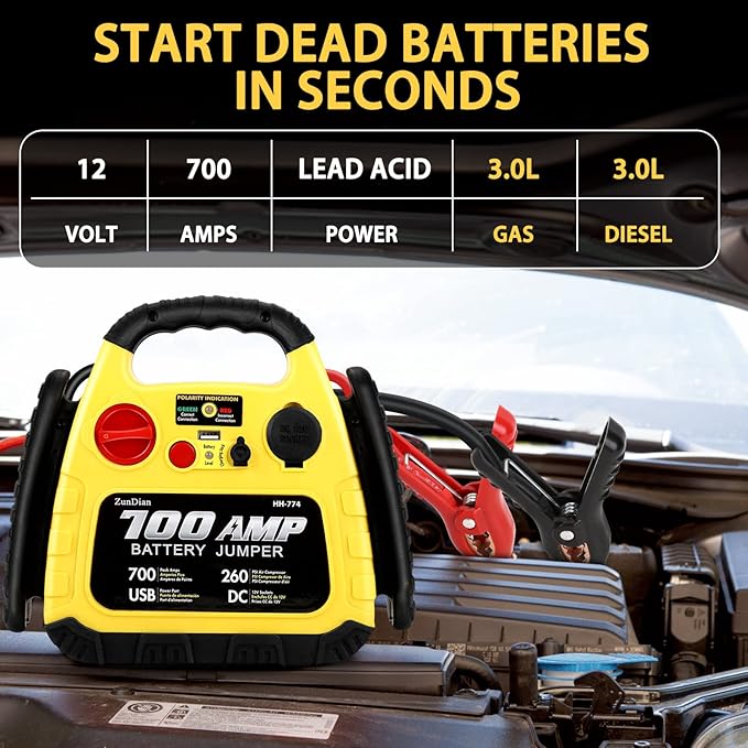 Jump Starter with Air Compressor 260PSI, 1000A Portable Car Jump Starter - Image 3