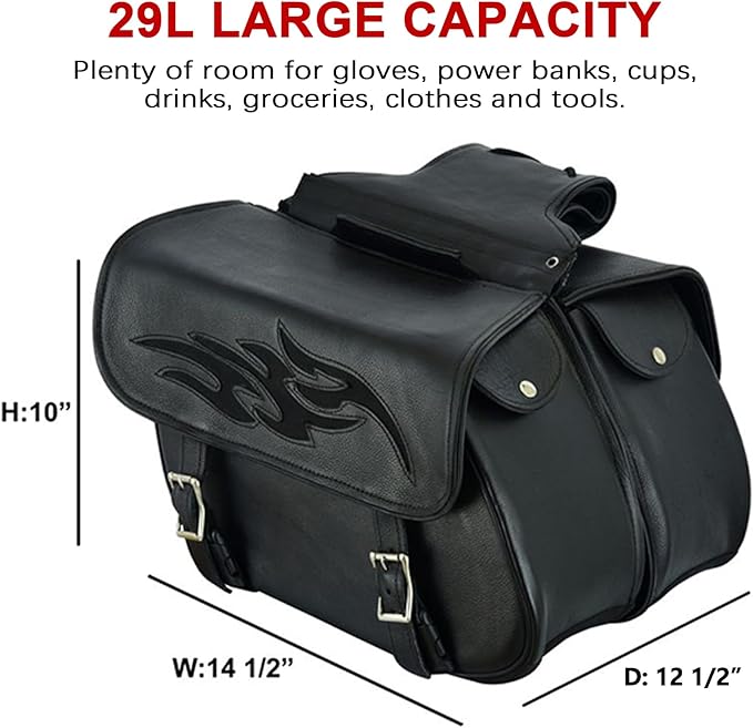 Dream Apparel Naked Cowhide Leather Motorcycle Saddle Bags Throw Over Saddlebags - Image 2