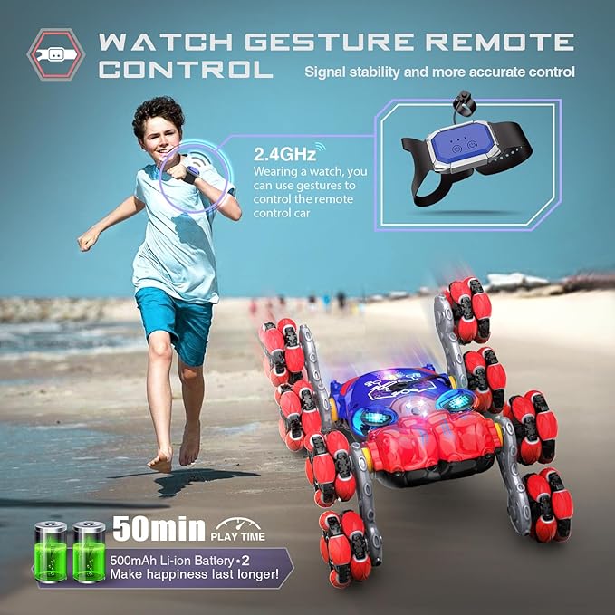 Remote Control Car, 8WD Gesture Sensing RC Car, 2.4GHz RC Stunt Cars Boys Toys - Image 4