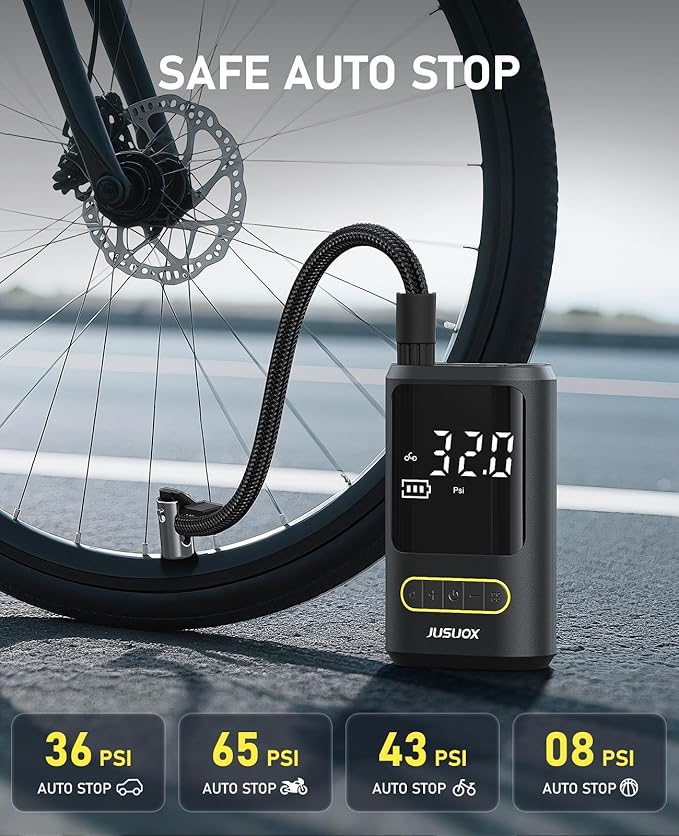 Tire Inflator Portable Air Compressor, Electric Bike Pump - Image 3