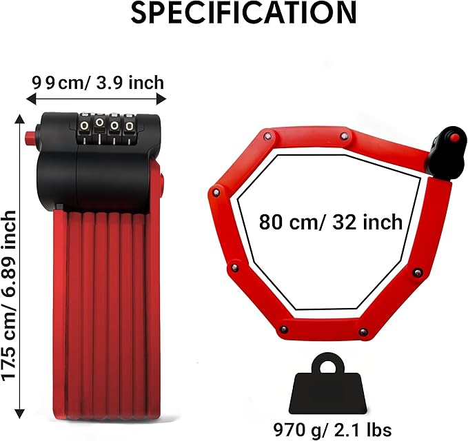 Foldable Combination Bike Lock | 4-Digit Anti-Theft, Heavy-Duty FortiCore™ - Image 5