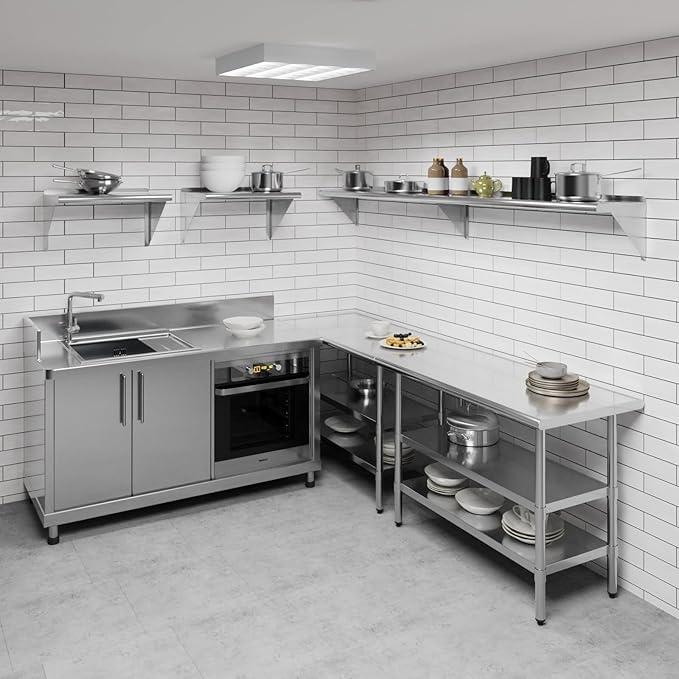 AmGood 96" Long X 12" Deep Stainless Steel Wall Shelf | NSF Certified | - Image 2
