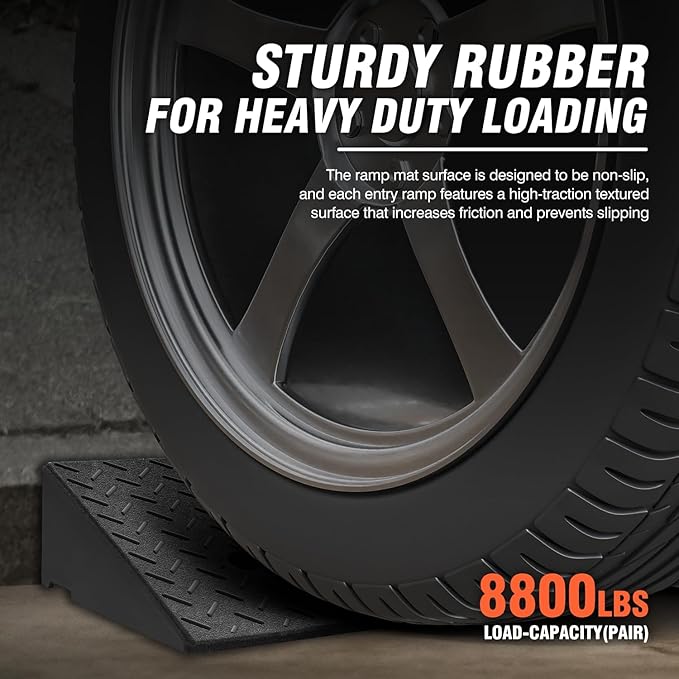 DNA MOTORING 2pcs 4.3" Rise Rubber Curb Ramp Heavy Duty Loading Driveway Ramp - Image 3