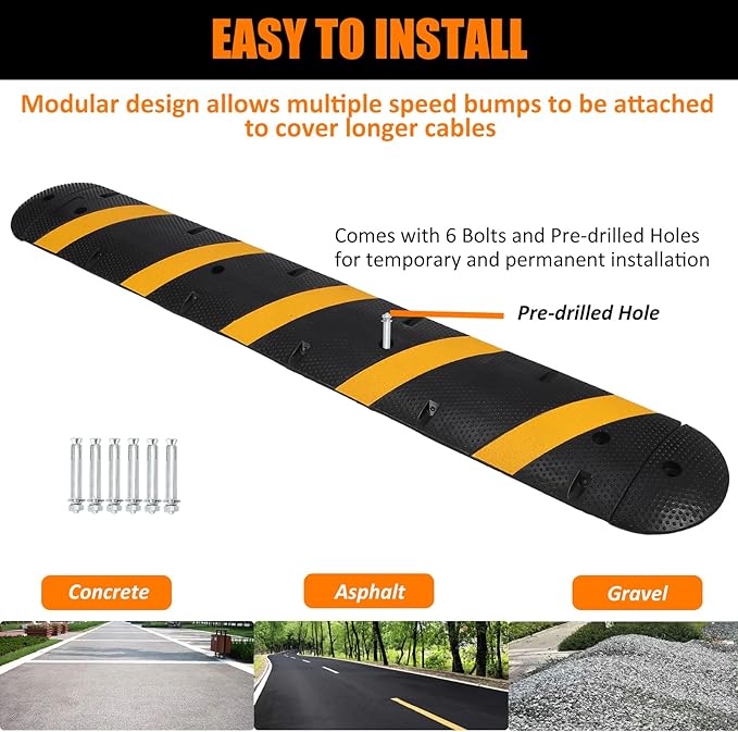 Heavy Duty Speed Bumps for Driveway, 2 Channel Modular Traffic Speed Bump Hump - Image 5