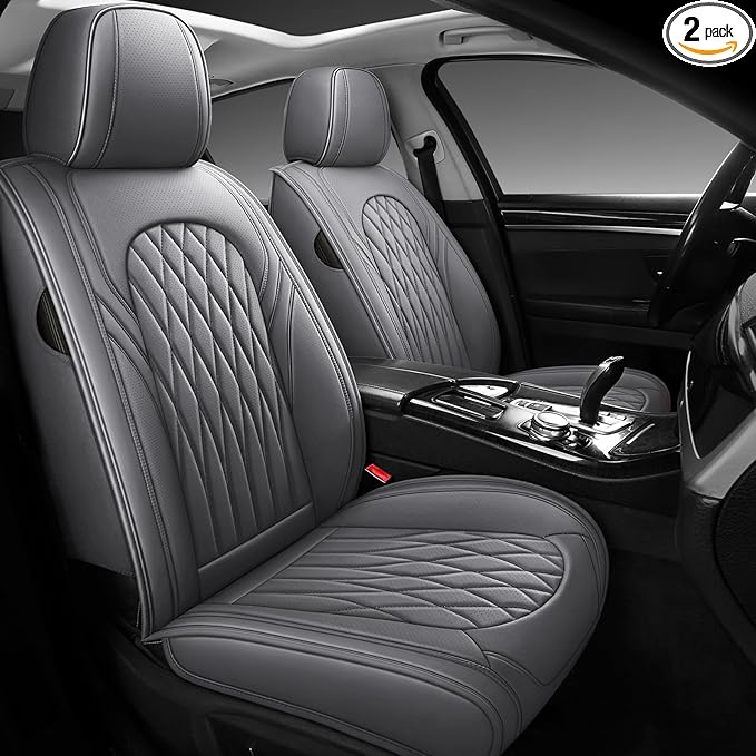 WELLDO Car Seat Covers Front Seats, Leather Seat Covers by WELLDO