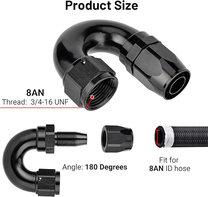 EVIL ENERGY 8AN 180 Degree One Piece Full Flow Hose End Fitting Swivel - Image 2