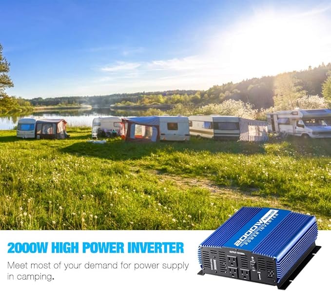 2000W Continuous/ 4000W Peak Power Inverter 3 AC Outlets 12V to 110V Car - Image 7