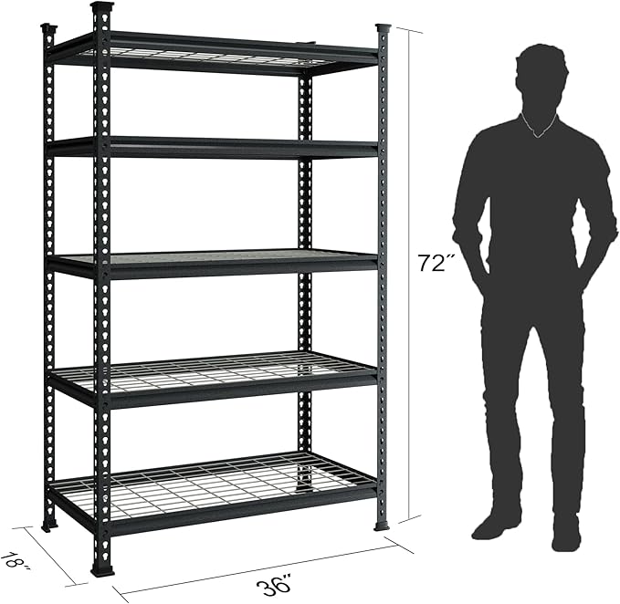 WORKPRO 5-Tier Metal Garage Shelving Unit, 36”W x 18”D x 72”H Storage Shelves - Image 3