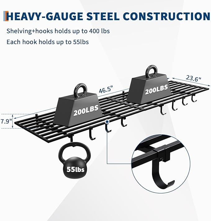 2 Pack Heavy Duty Garage Wall Shelves, 2x4ft Wall Mount Storage Shelf - Image 2