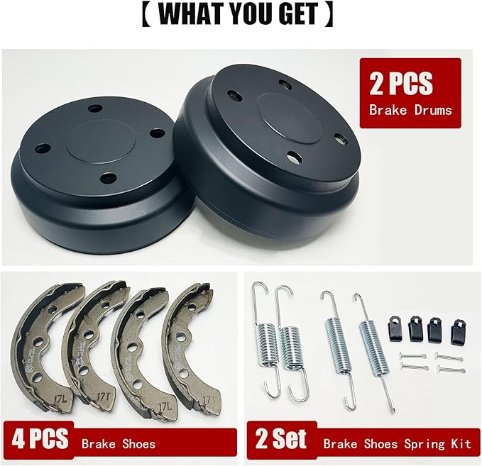 Golf Cart Brake Drums Kit with Brake Shoes & Springs - Image 7