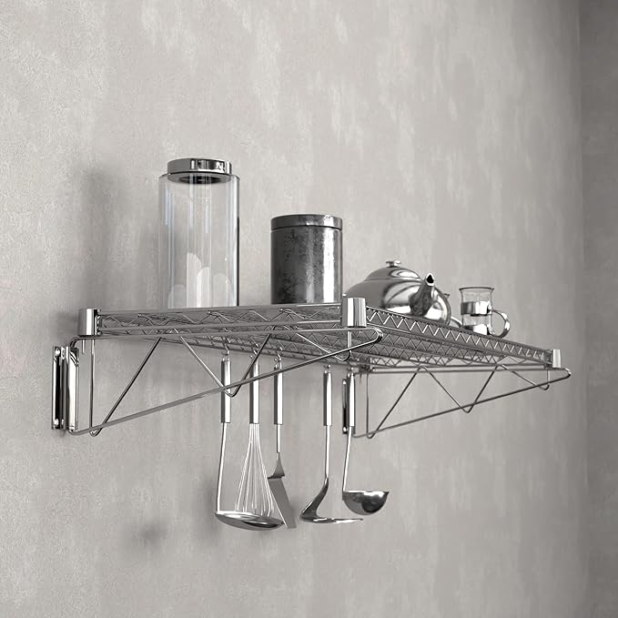 18" x 48" Chrome Wire Wall Mount Shelf - Image 2
