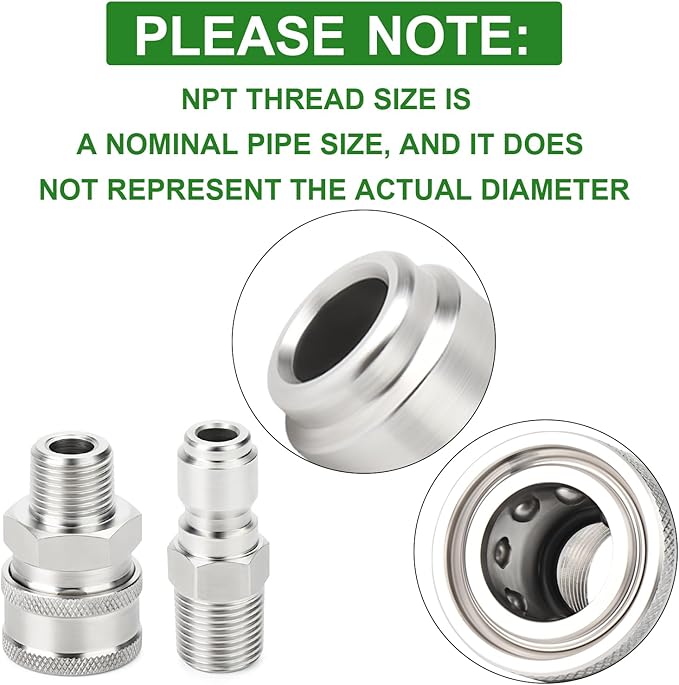 TAISHER 4PCS 304 Stainless Steel Pressure Washer Adapter Kit, Quick Connect - Image 3