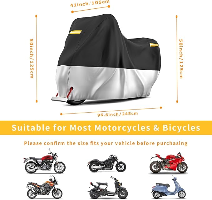 210D Motorcycle Cover All Season Waterproof Breathable Sun Outdoor Protection - Image 5