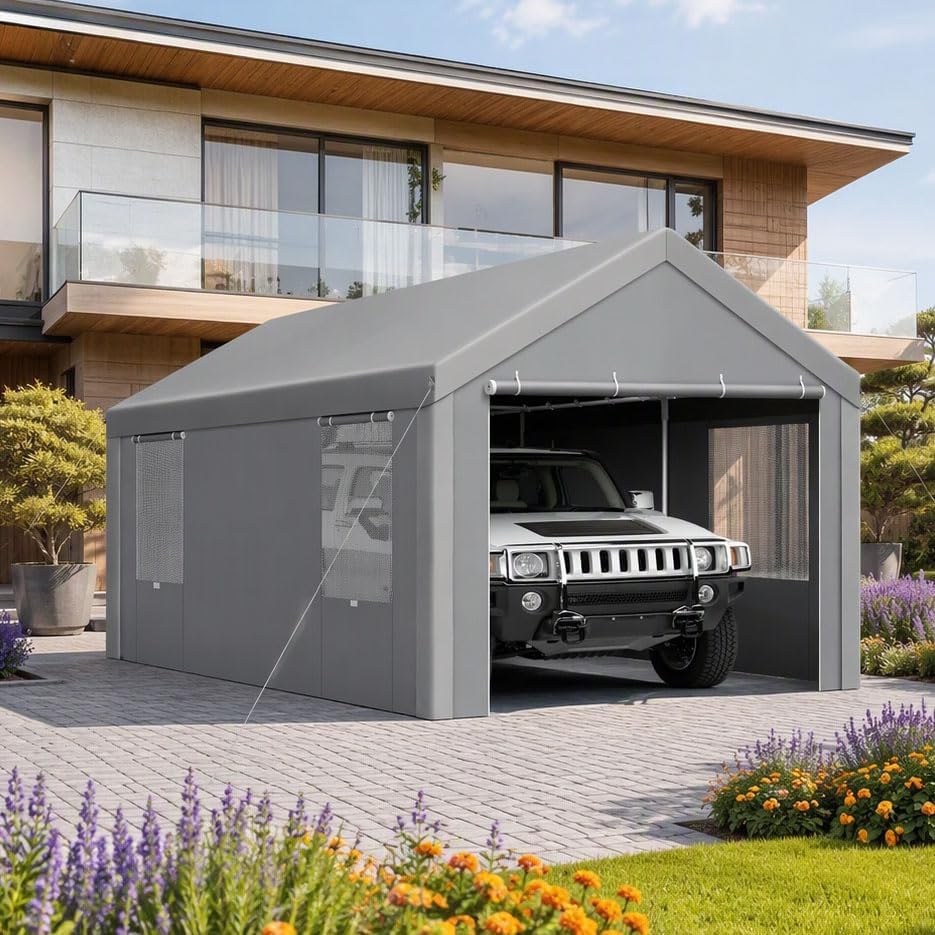 Tooluck 10x20 FT Heavy Duty Carport with Galvanized Frame，Gray by TOOLUCK