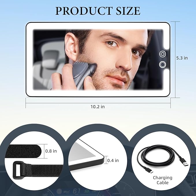 Car Sun Visor Vanity Mirror, Rechargeable Led Makeup Mirror - Image 6