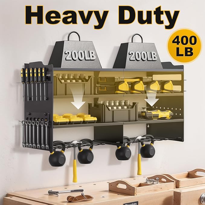 oviitech Power Tool Organizer Wall Mount, 8 Drill Holder Wall Mount Loads 400lbs - Image 4