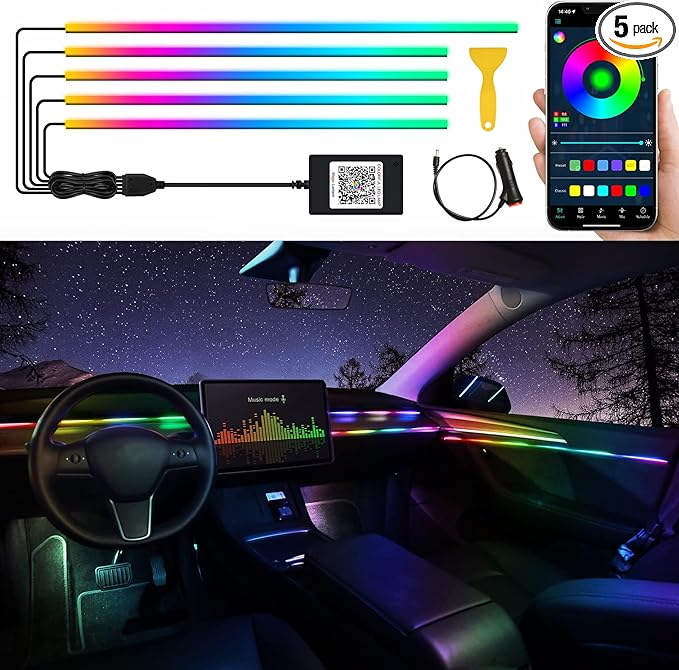 Acrylic Interior Car LED Strip Light by MAODANER
