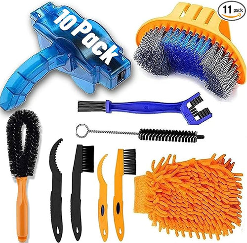 10pcs Bike Cleaning Kit, Bicycle Clean Brush Tool Including Chain Cleaner by QeeHeng