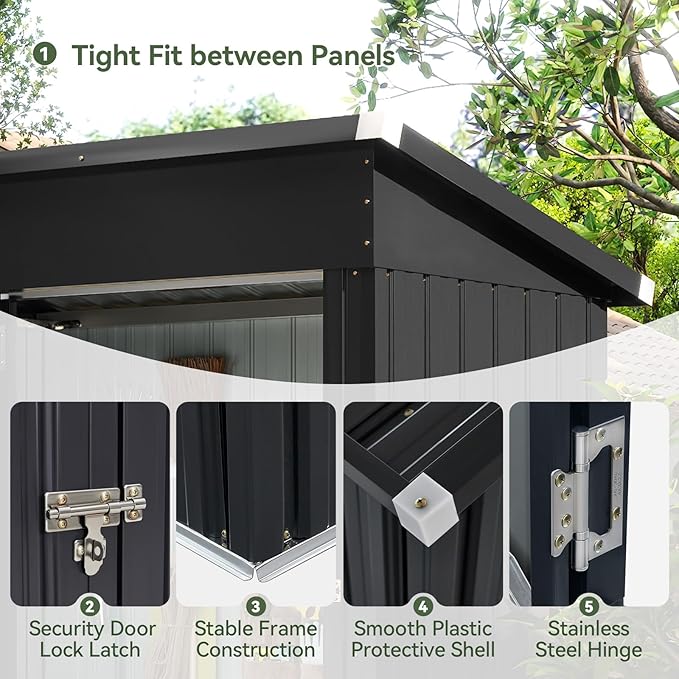 Aoxun 5x3FT Outdoor Shed Metal Storage Shed - Image 5