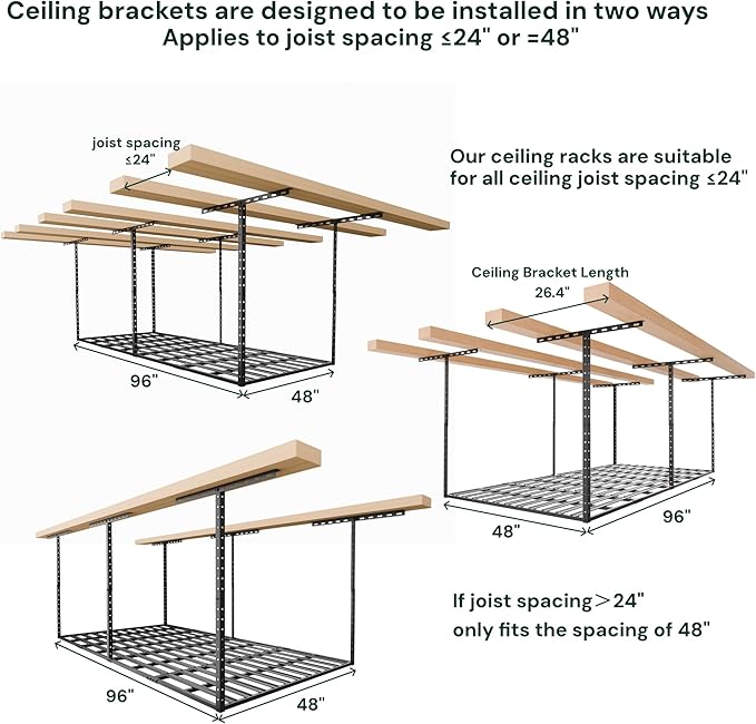 SunsGrove 4x8 Garage Storage Overhead Rack Organization, Adjustable Ceiling - Image 7