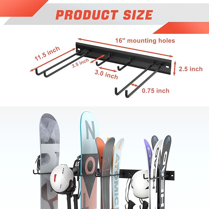 WALMANN Garage Ski Rack, Indoor Ski Hangers - Image 3