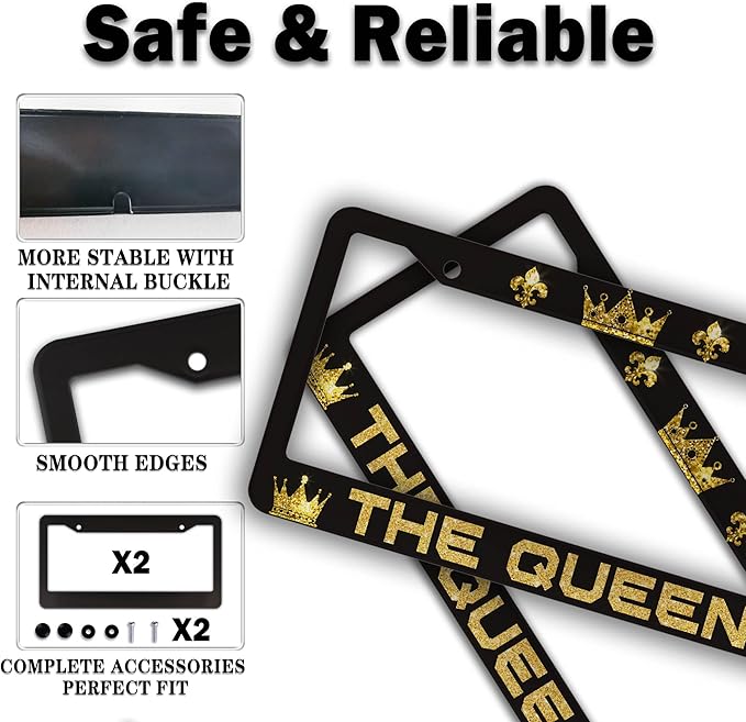 License Plate Frames Black Yellow Automotive Exterior Accessories The Queen - Image 4