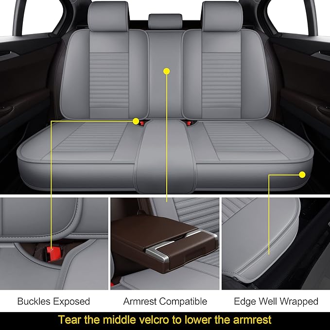 LINGVIDO Car Seat Covers, Breathable and Waterproof Faux Leather Automotive - Image 3
