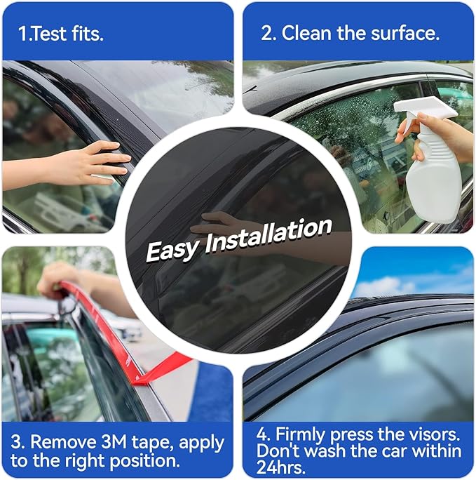 Window Visors Rain Guards for 2009-2014 Ford F150 SuperCrew Cab, Out-Channel - Image 5