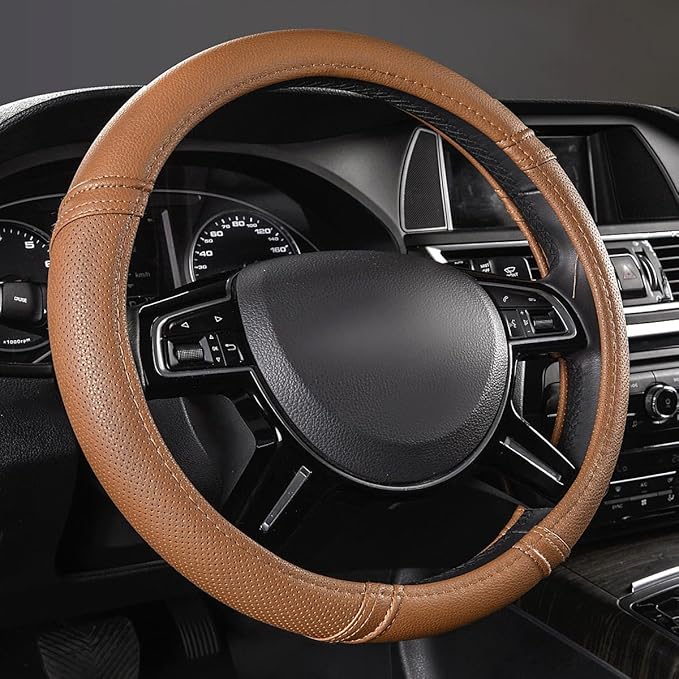 Car Pass Classical Leather Automotive Universal Steering Wheel Covers, by CARPASS