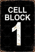 Cell Block 1 Space Vintage Metal Tin Sign Bar Cafe Garage Cave Home Room Wall by Unknown